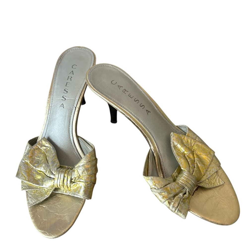 Gold Metallic Mules with Ruched Detail